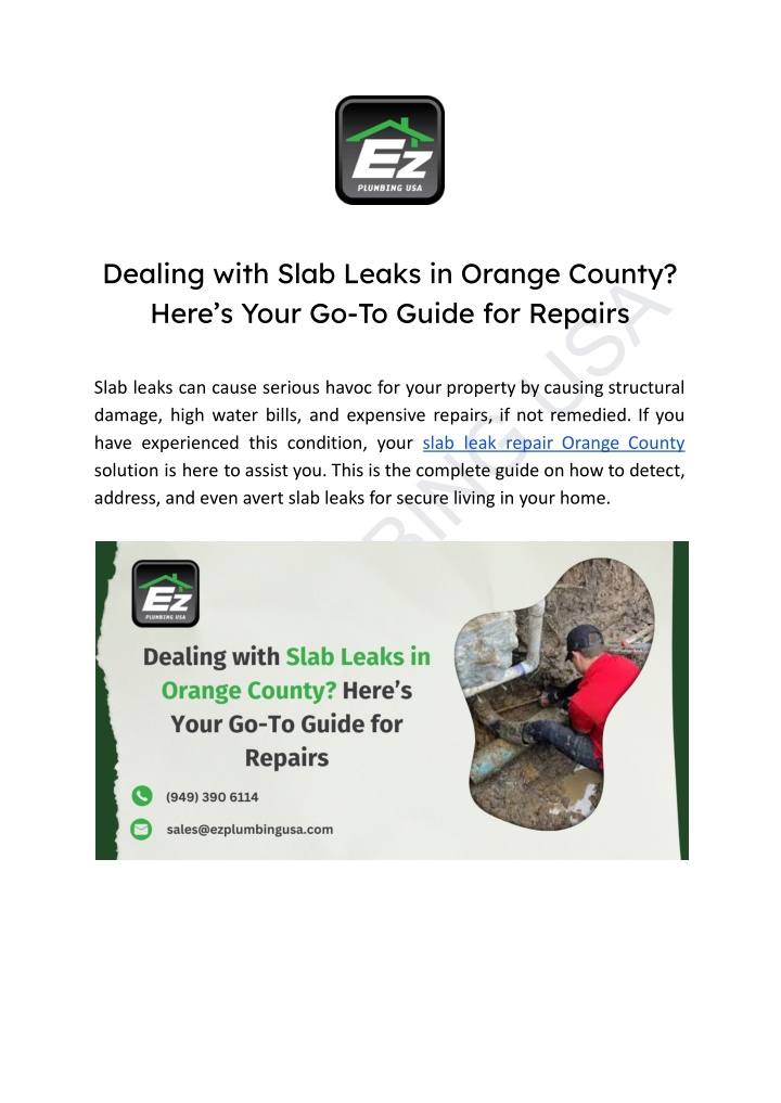 dealing with slab leaks in orange county here n.w