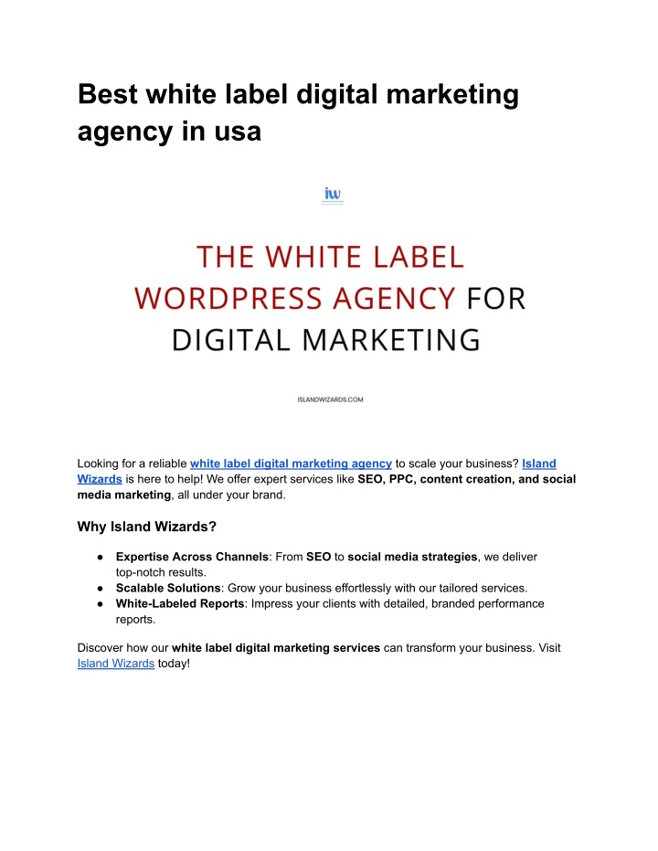 best white label digital marketing agency in usa n.w