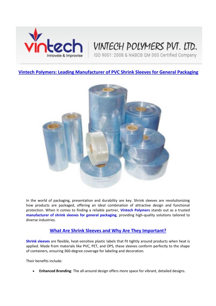 vintech polymers leading manufacturer n.w