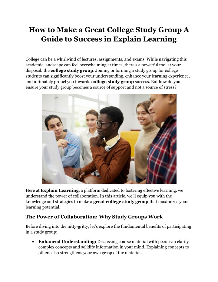how to make a great college study group a guide n.w