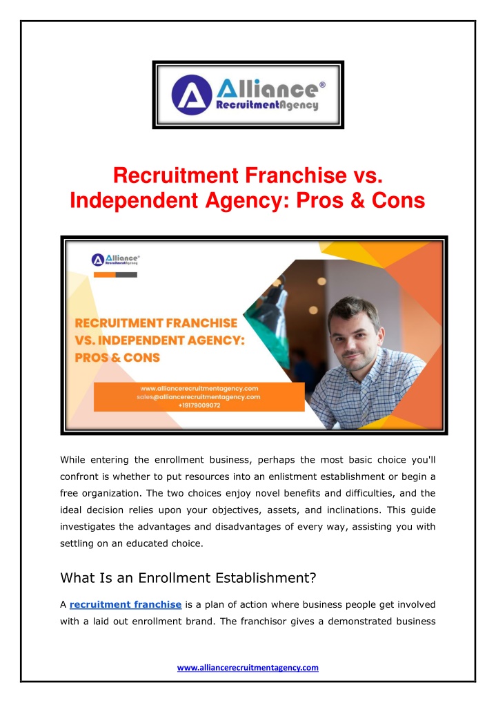 recruitment franchise vs independent agency pros n.w