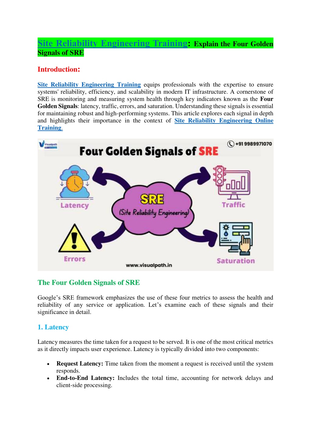 site reliability engineering training explain l.w