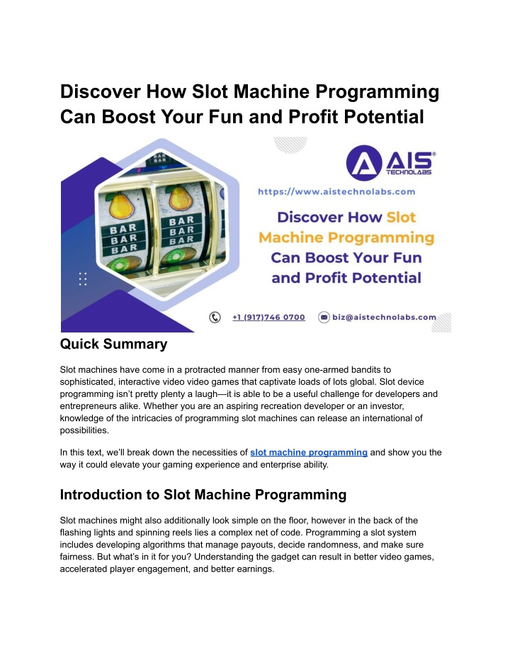 discover how slot machine programming can boost n.w