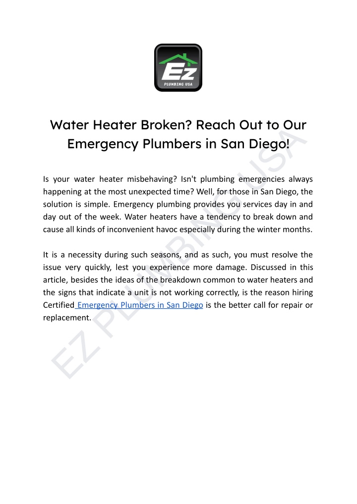 water heater broken reach out to our emergency n.w