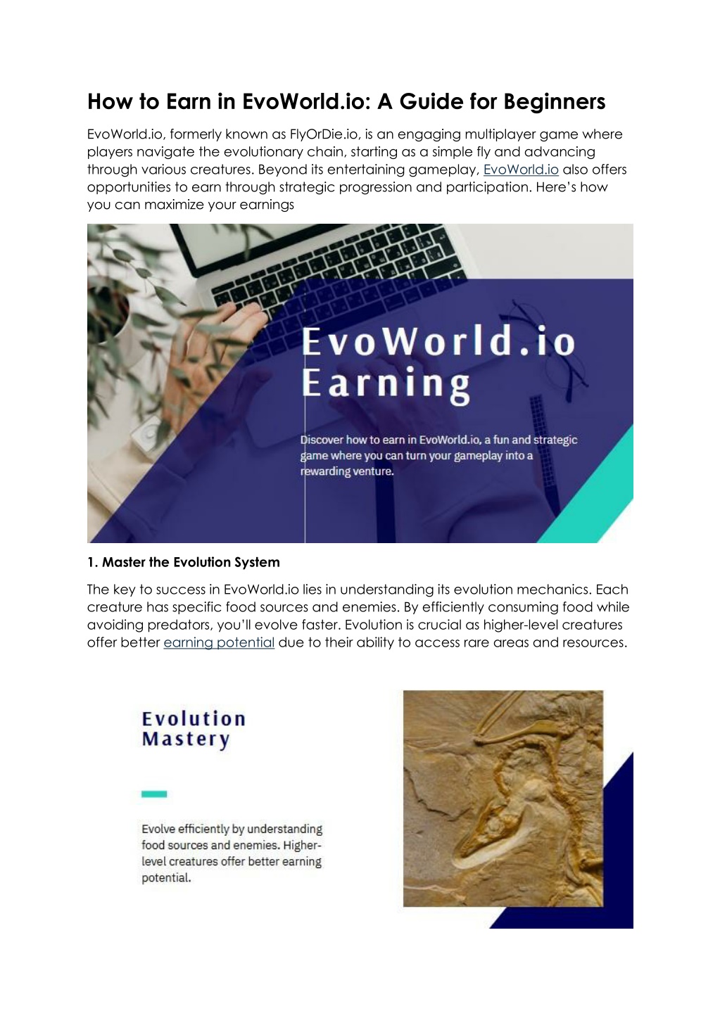 how to earn in evoworld io a guide for beginners l.w