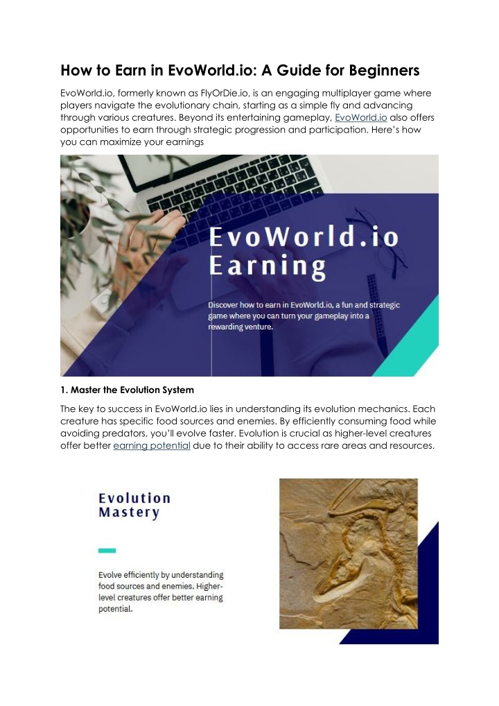 how to earn in evoworld io a guide for beginners n.w