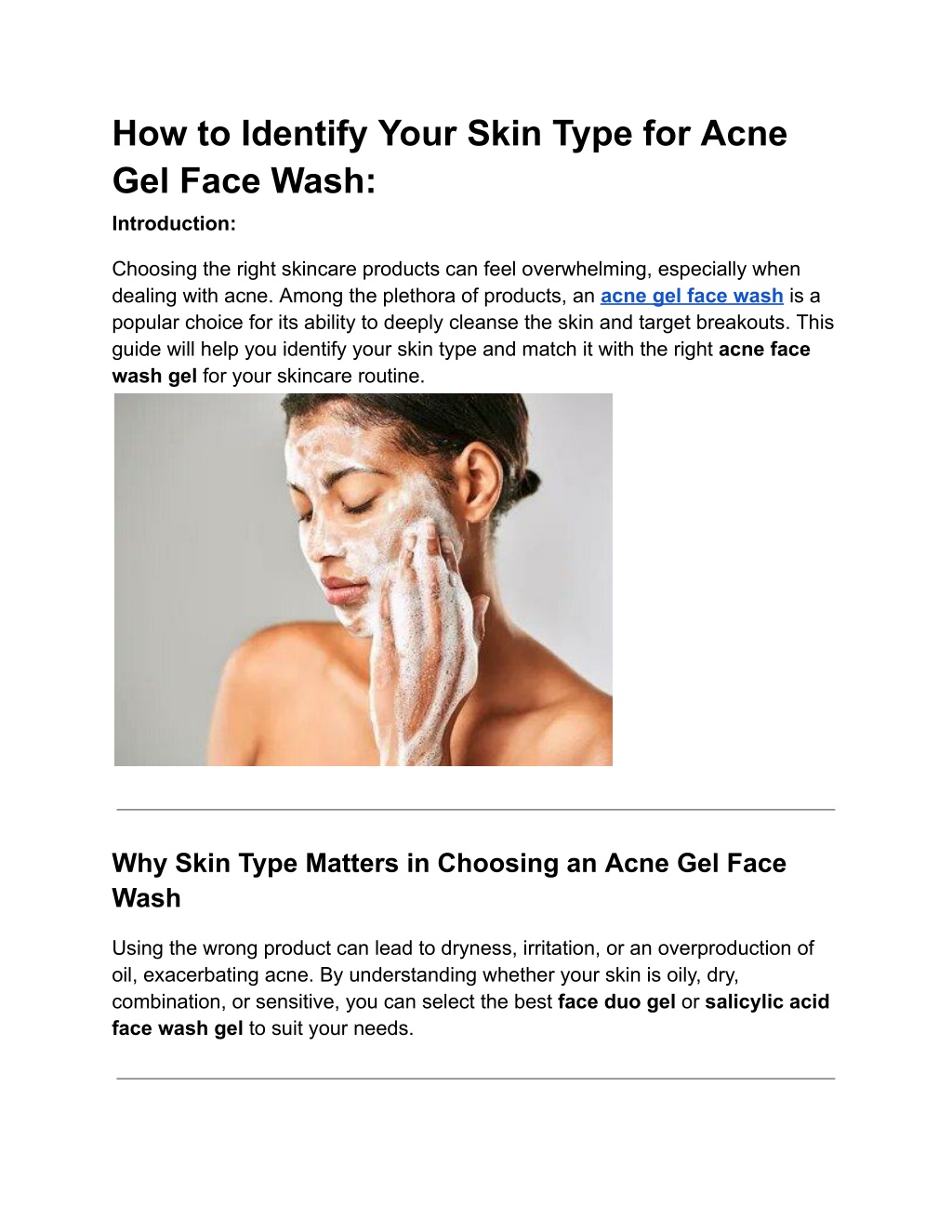 how to identify your skin type for acne gel face l.w