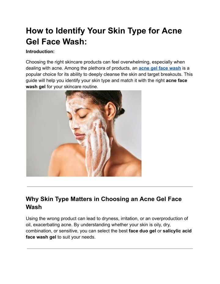 how to identify your skin type for acne gel face n.w