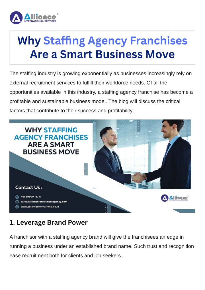 why sta ng agency franchises are a smart business n.w