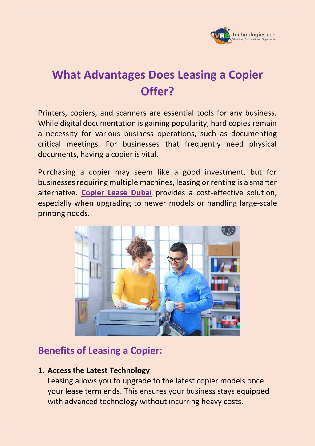 what advantages does leasing a copier offer l.w