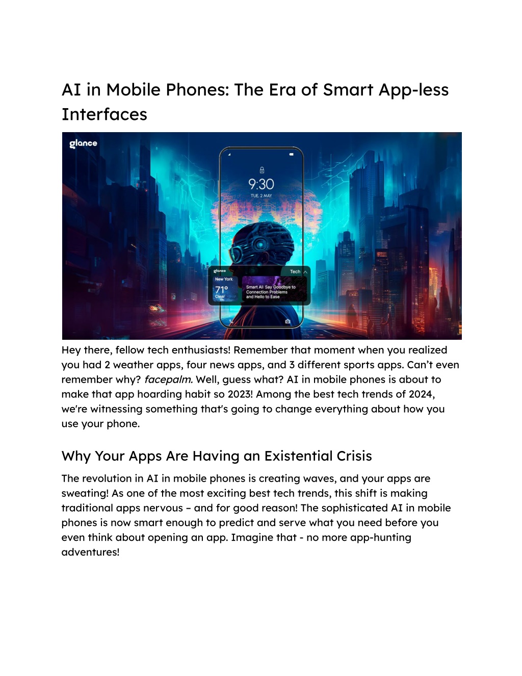 ai in mobile phones the era of smart app less l.w