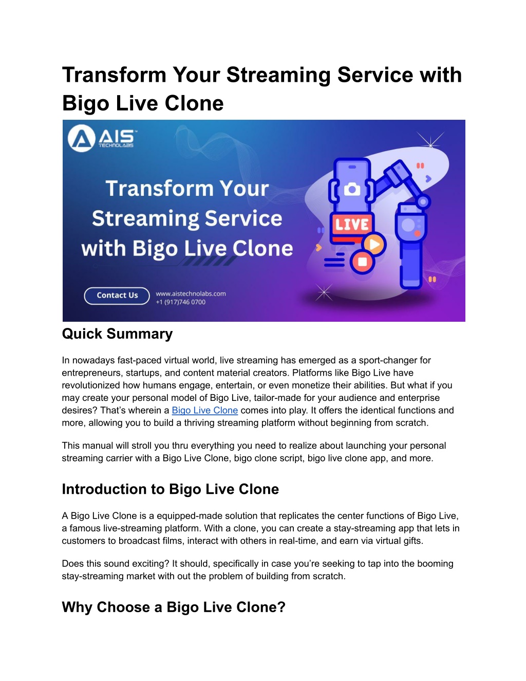 transform your streaming service with bigo live l.w