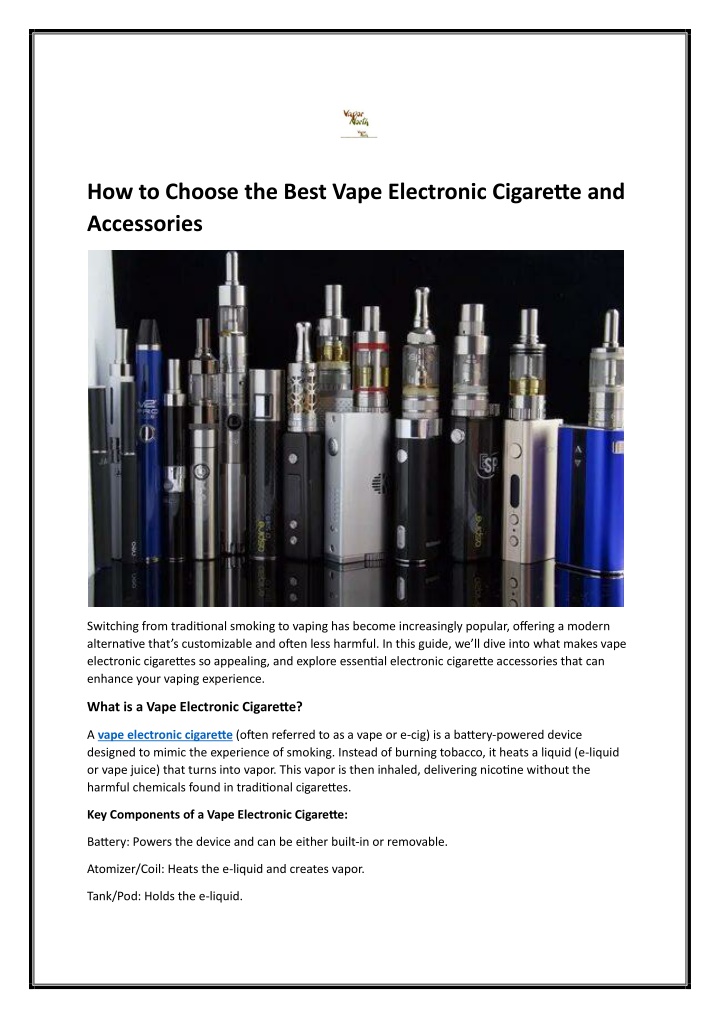 how to choose the best vape electronic cigarette n.w