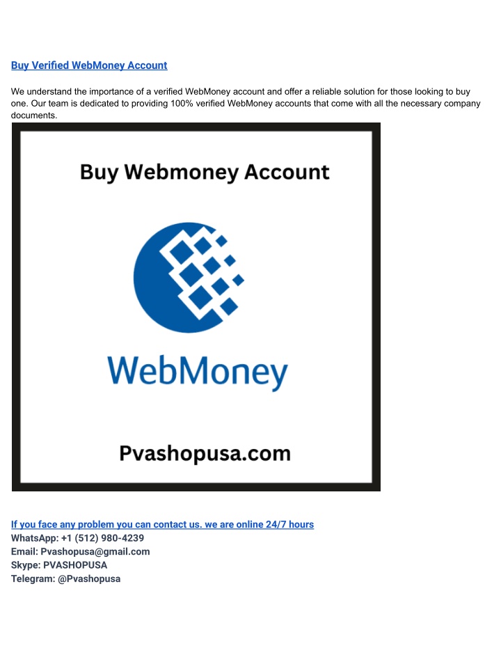 buy verified webmoney account n.w