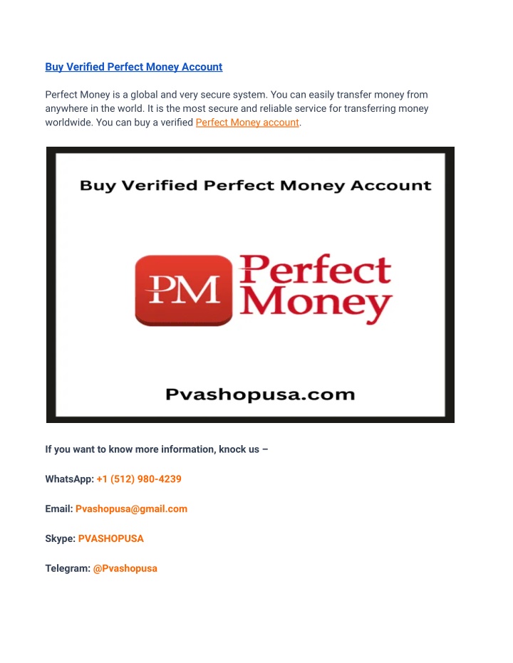buy verified perfect money account n.w