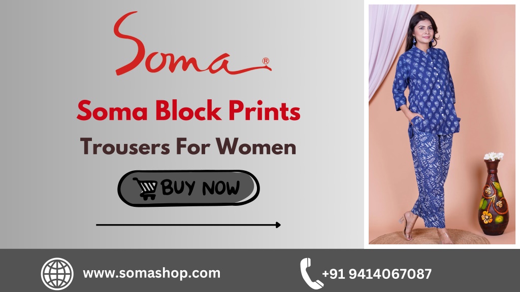 soma block prints trousers for women l.w