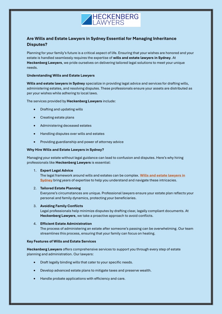 are wills and estate lawyers in sydney essential n.w
