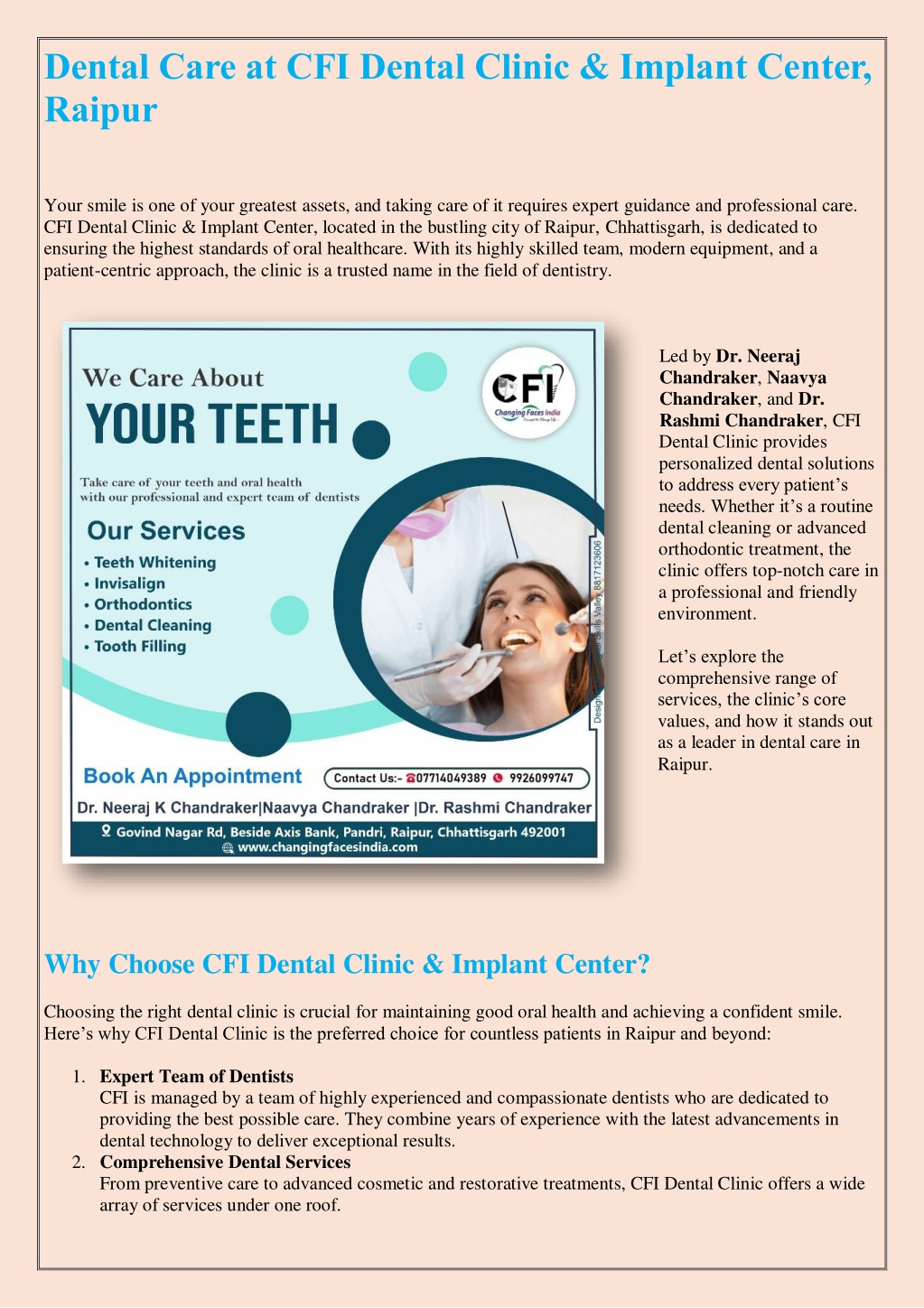 dental care at cfi dental clinic implant center l.w