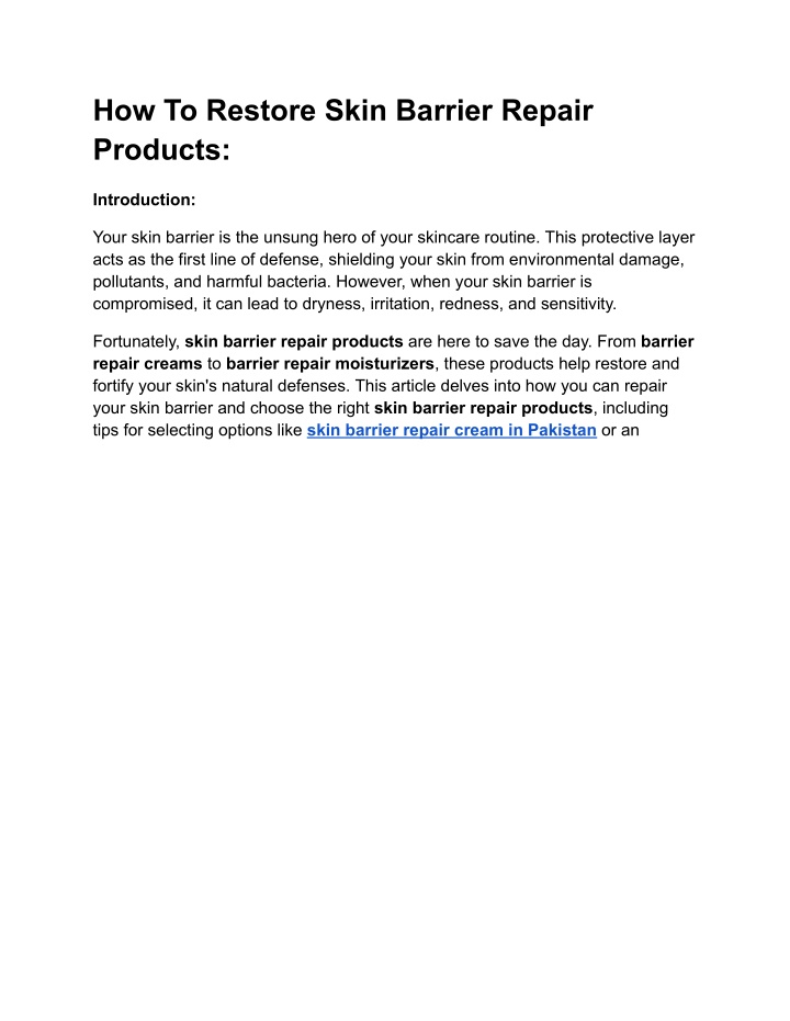 how to restore skin barrier repair products n.w