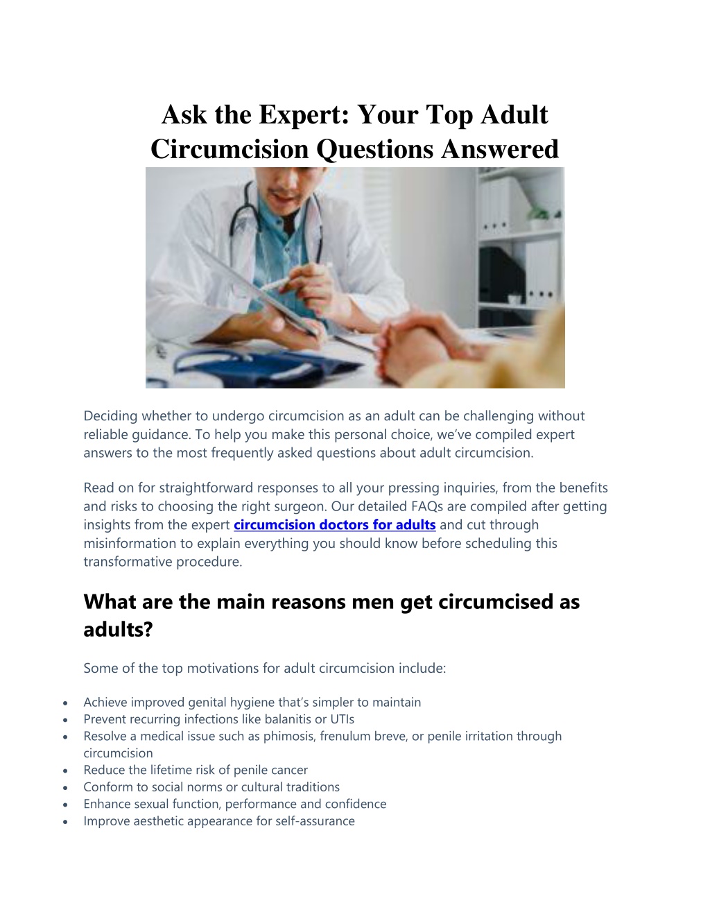 ask the expert your top adult circumcision l.w