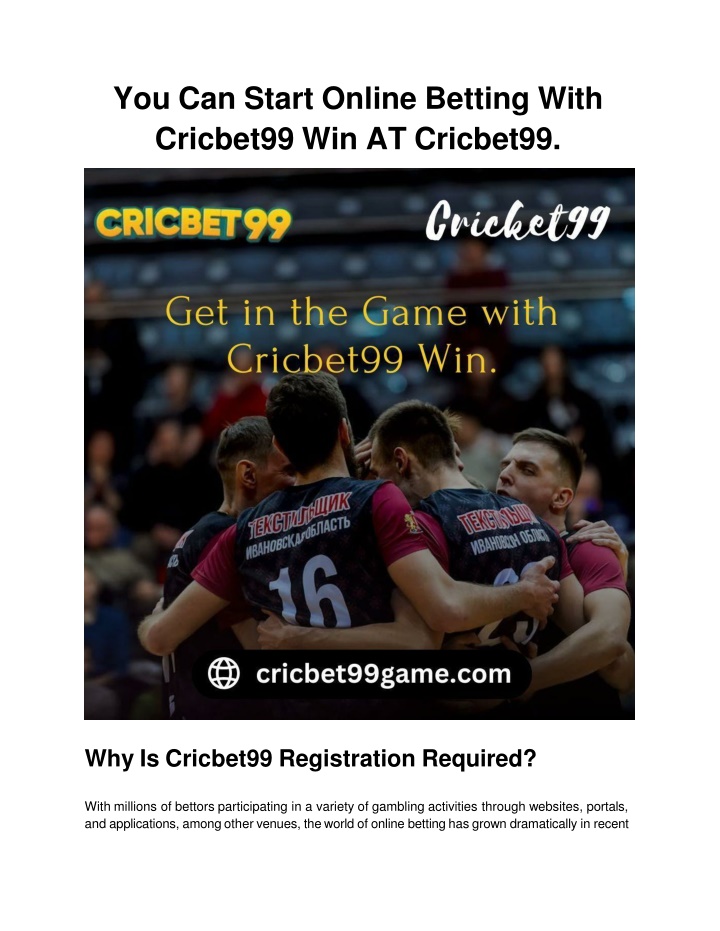 You Can Start Online Betting With Cricbet99 Win AT Cricbet99. (1)