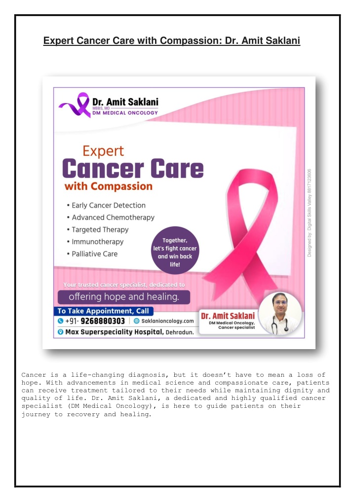 expert cancer care with compassion dr amit saklani n.w