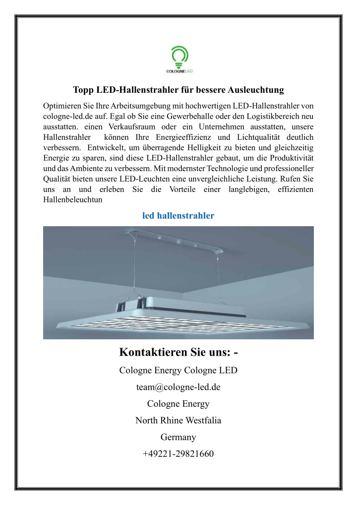topp led hallenstrahler f r bessere ausleuchtung n.w