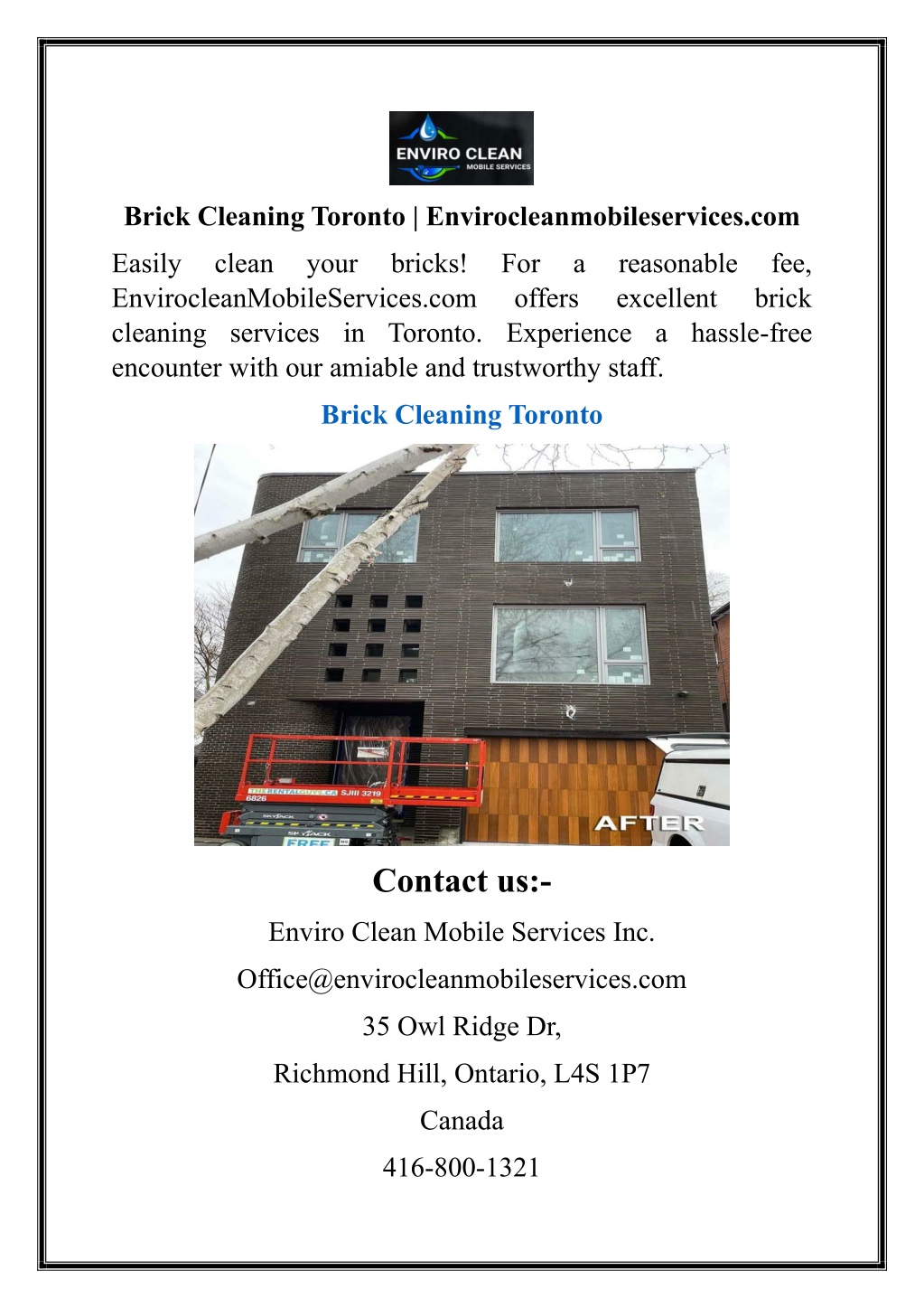 brick cleaning toronto envirocleanmobileservices l.w