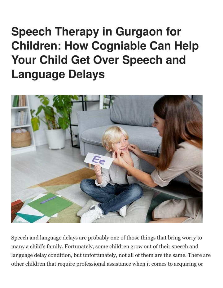 speech therapy in gurgaon for children n.w