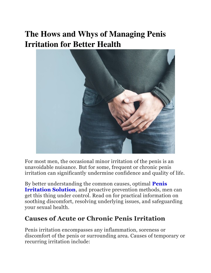 the hows and whys of managing penis irritation n.w