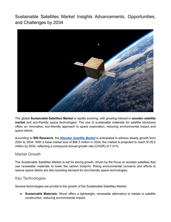 sustainable satellites market insights n.w