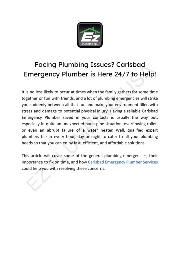 ez plumbing usa n.w