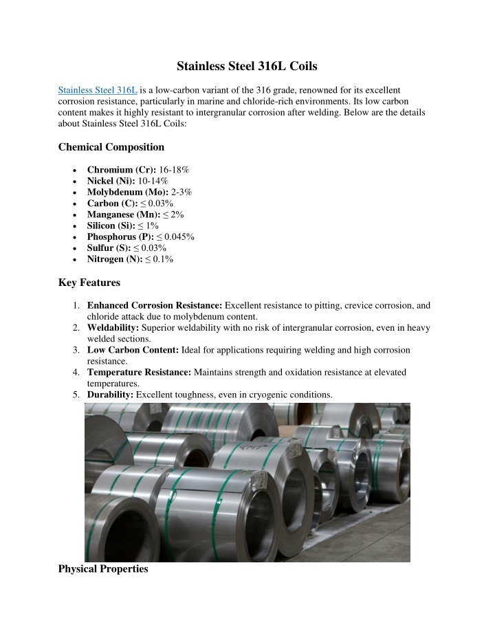 stainless steel 316l coils n.w