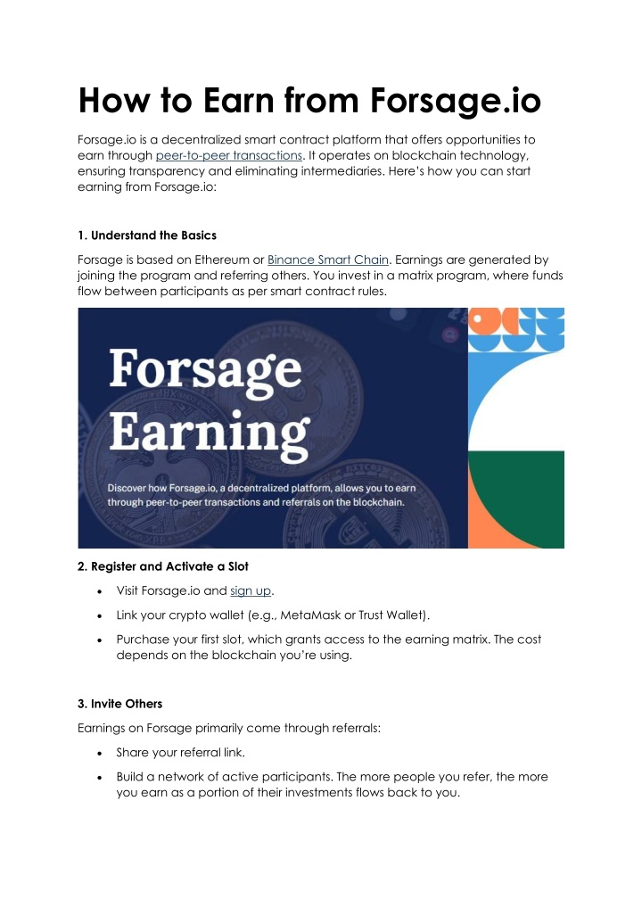 how to earn from forsage io n.w