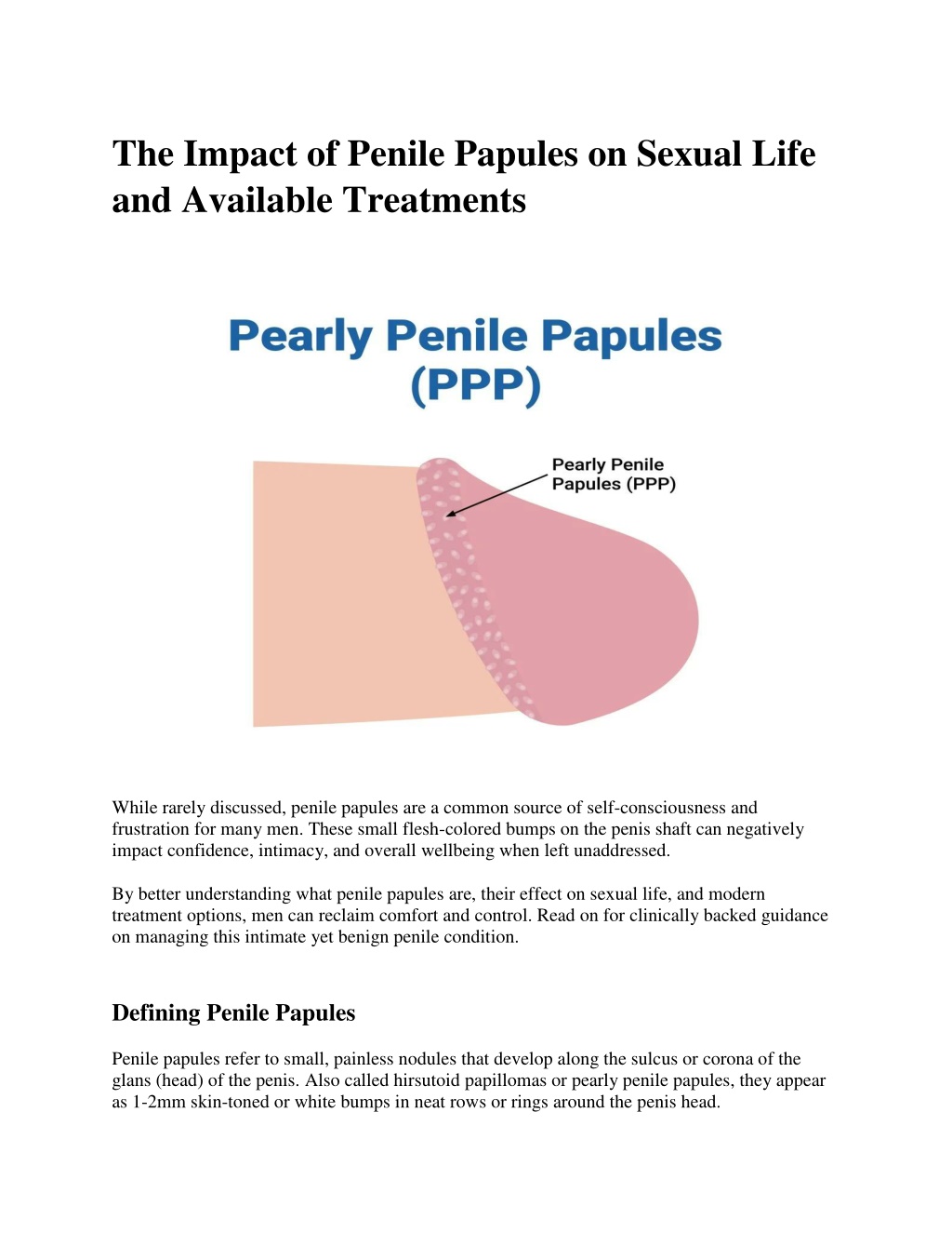 the impact of penile papules on sexual life l.w