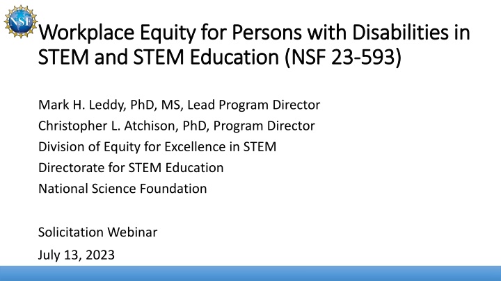 Promoting Workplace Equity for Persons with Disabilities in STEM