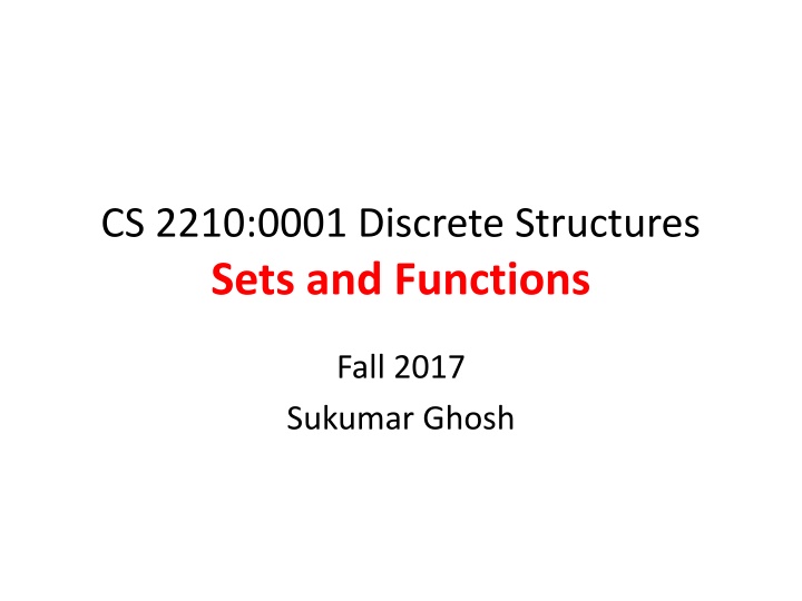 Sets and Functions in Discrete Structures