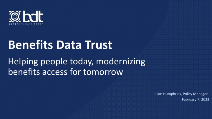Benefits Data Trust - Improving Access to Essential Benefits
