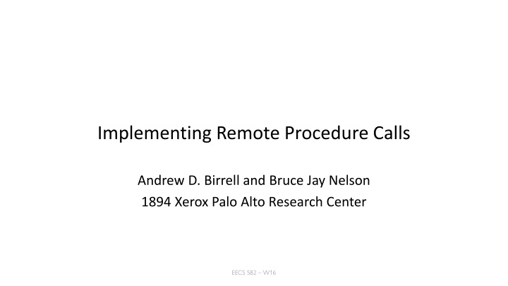 Remote Procedure Calls in Distributed Systems