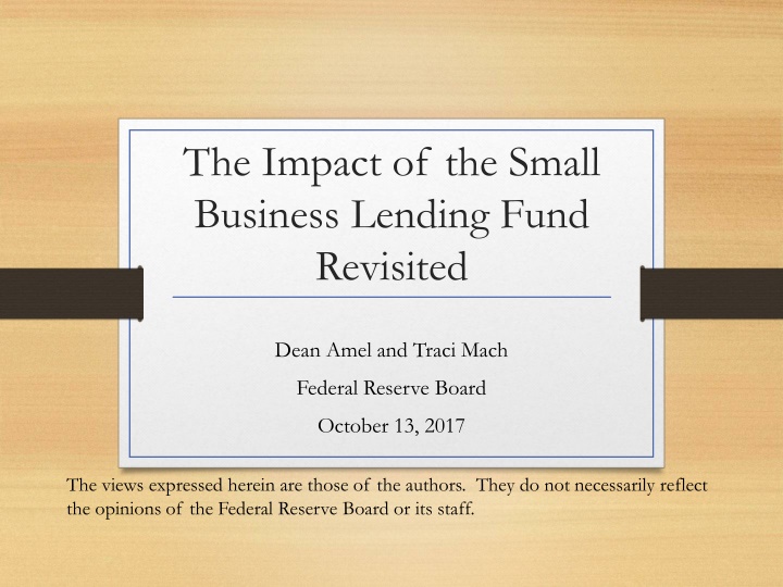 Revisiting the Impact of the Small Business Lending Fund