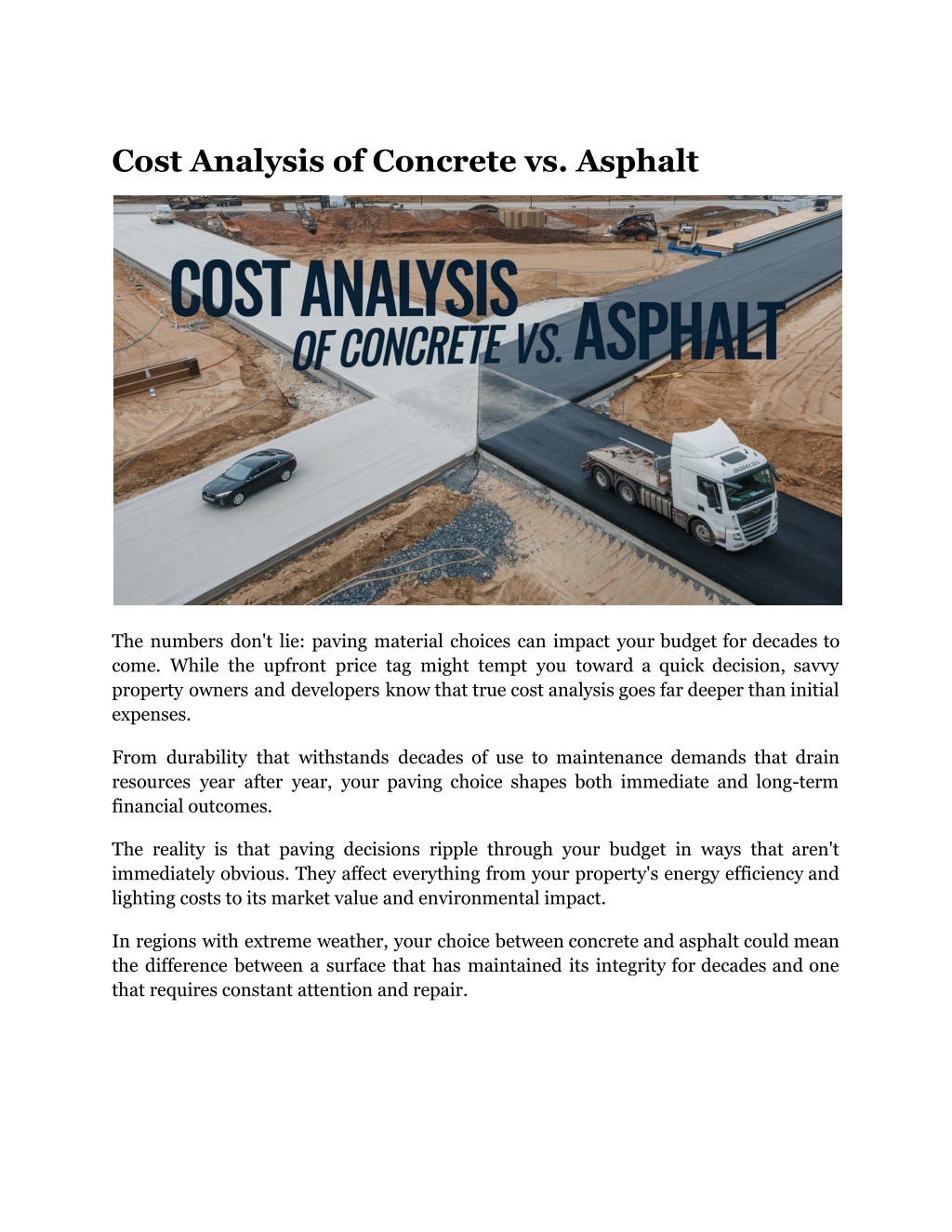 cost analysis of concrete vs asphalt l.w