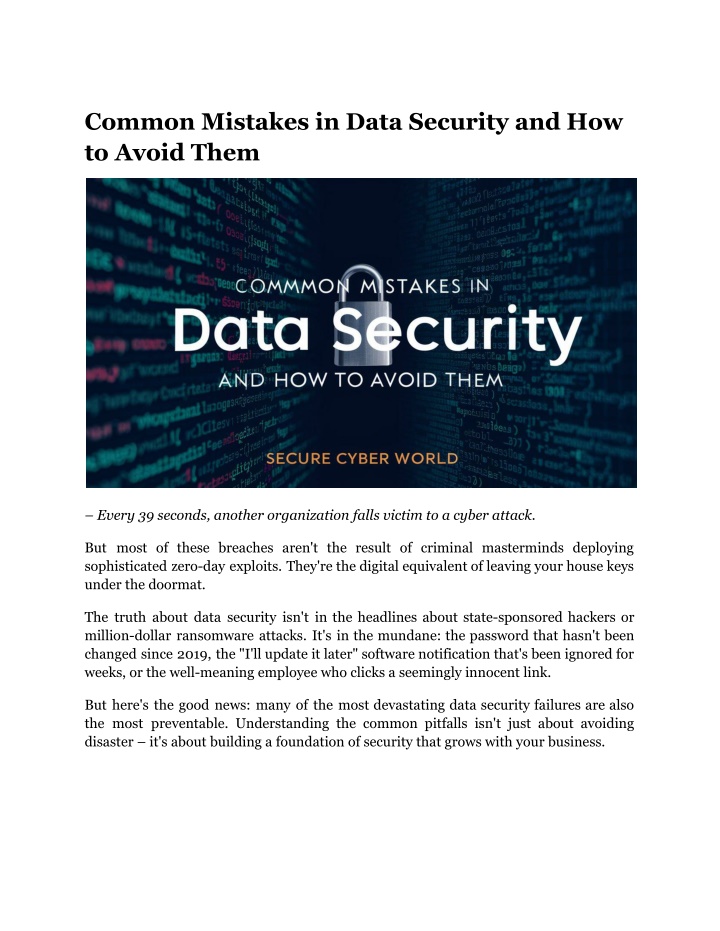 common mistakes in data security and how to avoid n.w