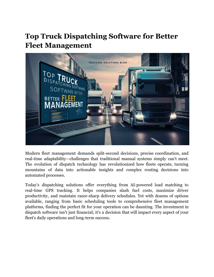 top truck dispatching software for better fleet n.w