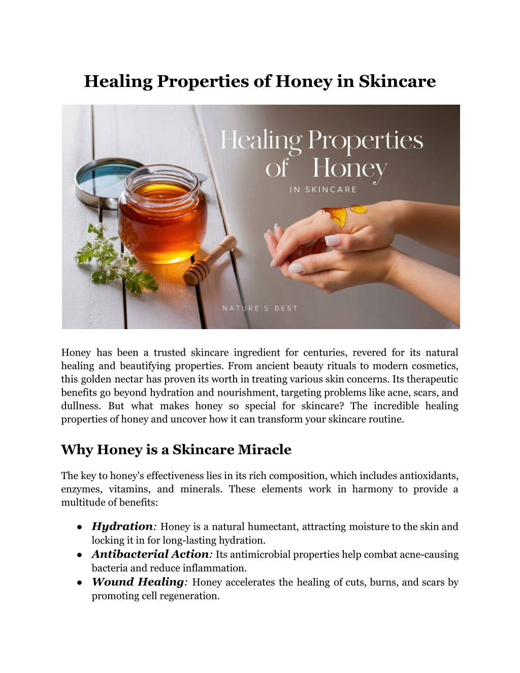 healing properties of honey in skincare l.w