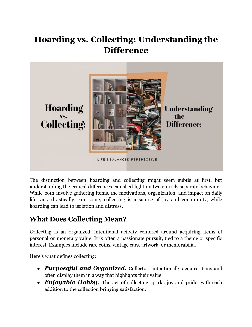 hoarding vs collecting understanding l.w