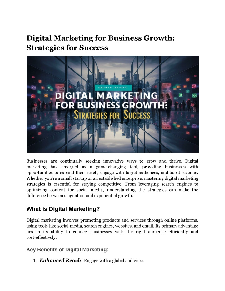 digital marketing for business growth strategies n.w