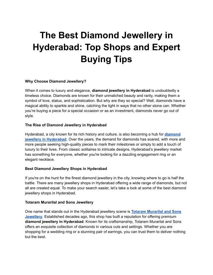 the best diamond jewellery in hyderabad top shops n.w