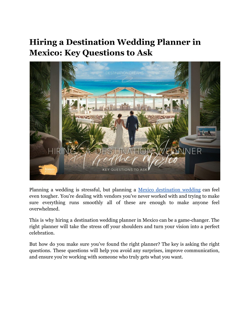 hiring a destination wedding planner in mexico l.w