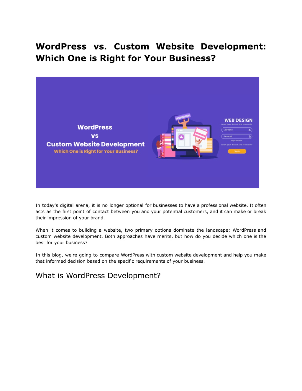 wordpress vs custom website development which l.w