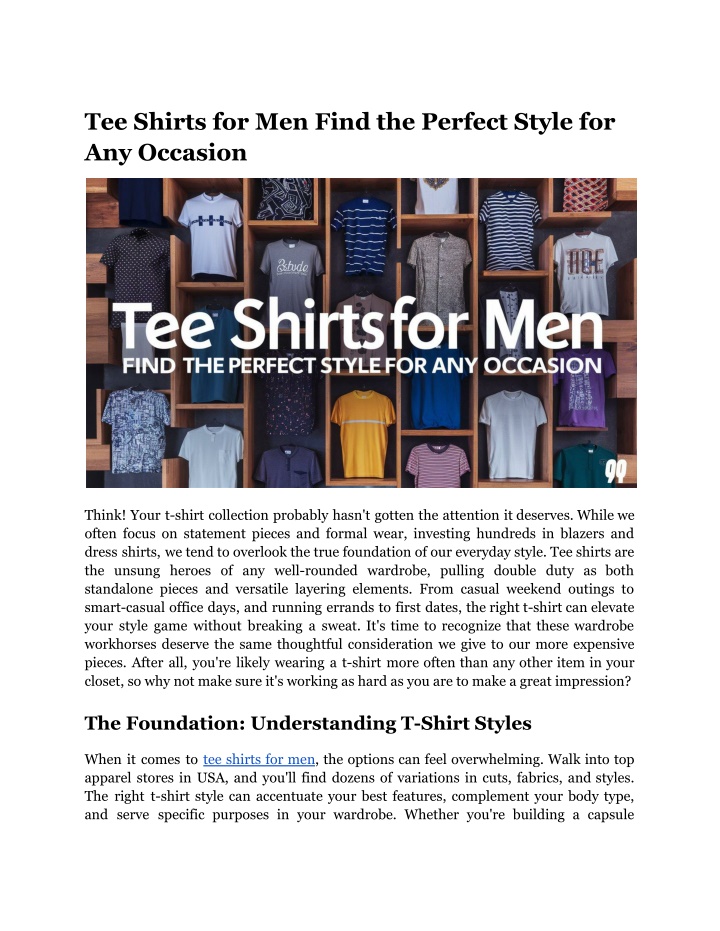 tee shirts for men find the perfect style n.w